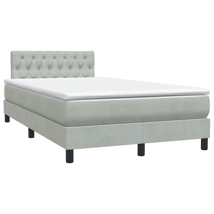 Pat continental cu saltea, gri deschis, 120x220 cm, catifea WALTI