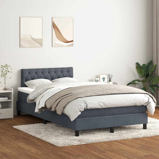 Pat box spring cu saltea, gri închis, 120x220 cm, catifea - WALTI WALTI