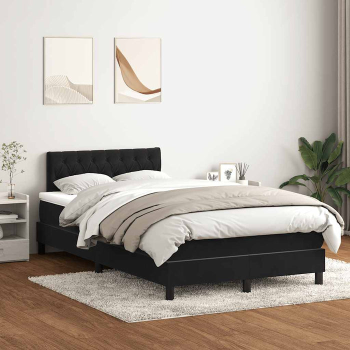 Pat box spring cu saltea, negru, 120x220 cm, catifea WALTI