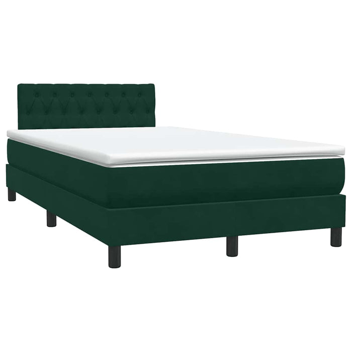 Pat box spring cu saltea, verde închis, 120x220 cm, catifea WALTI