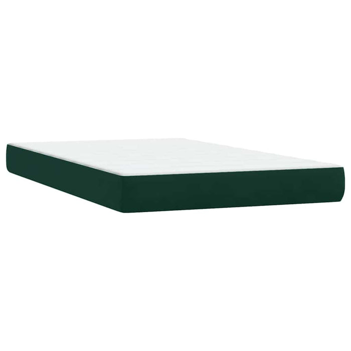 Pat box spring cu saltea, verde închis, 120x220 cm, catifea WALTI