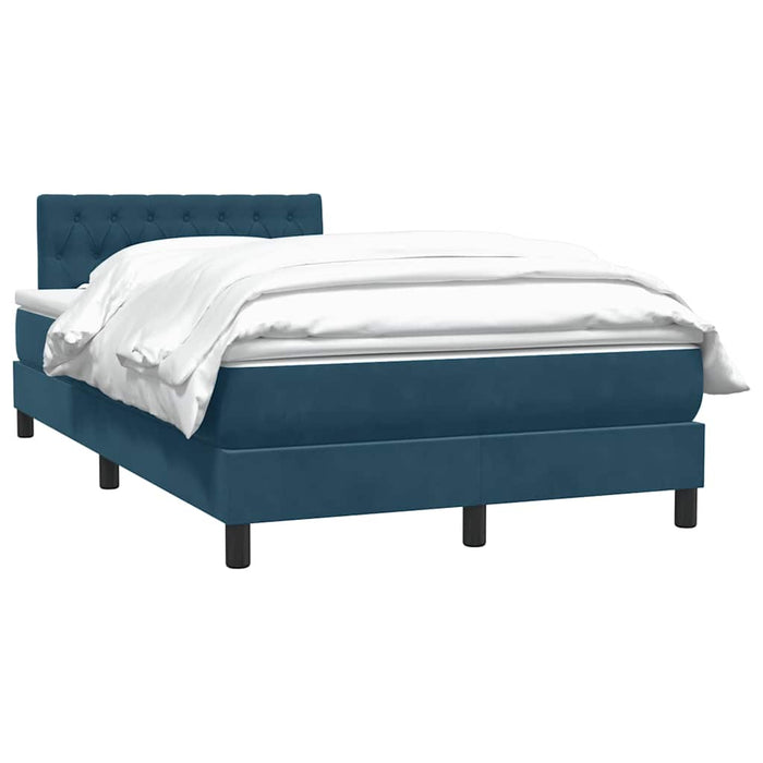 Pat box spring cu saltea, albastru închis, 120x220 cm, catifea WALTI
