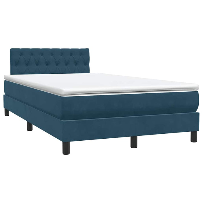 Pat box spring cu saltea, albastru închis, 120x220 cm, catifea WALTI