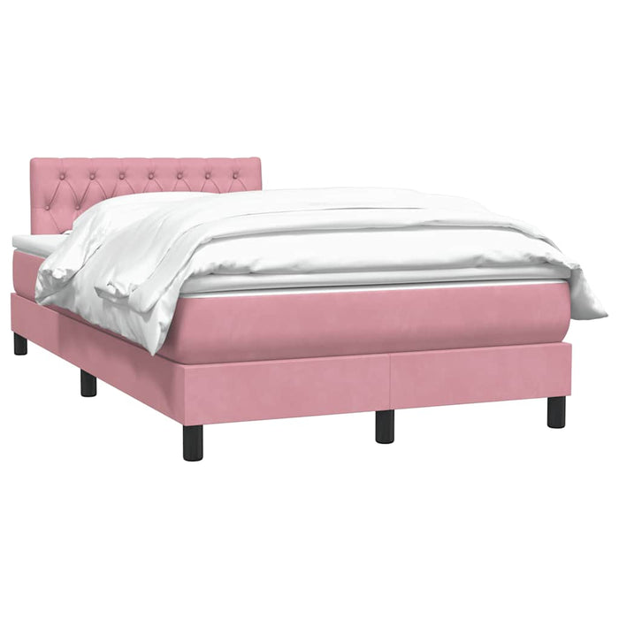 Pat box spring cu saltea, roz, 120x220 cm, catifea WALTI