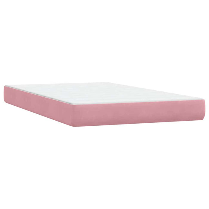 Pat box spring cu saltea, roz, 120x220 cm, catifea WALTI