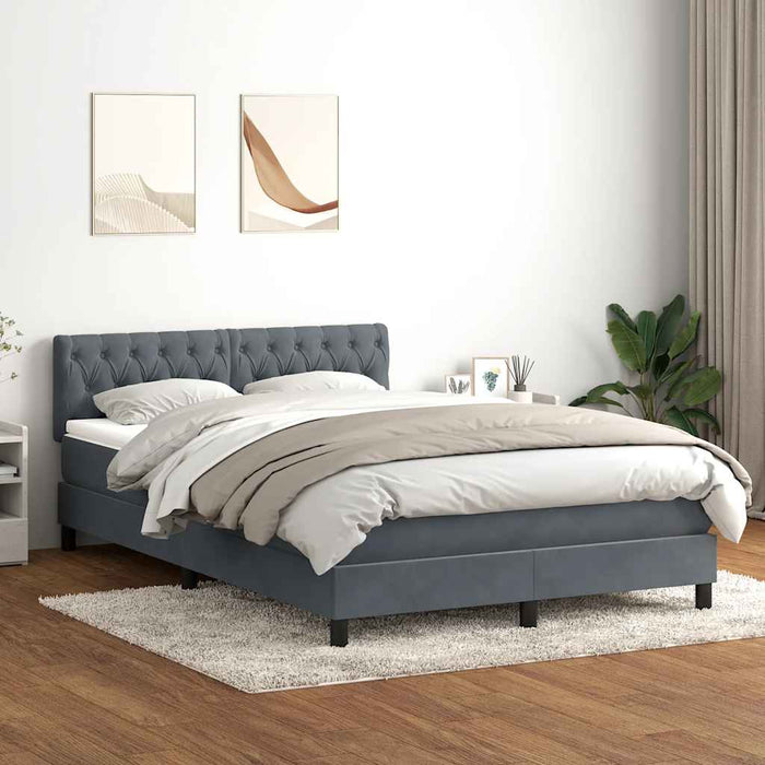 Pat box spring cu saltea, gri închis, 140x220 cm, catifea - WALTI WALTI
