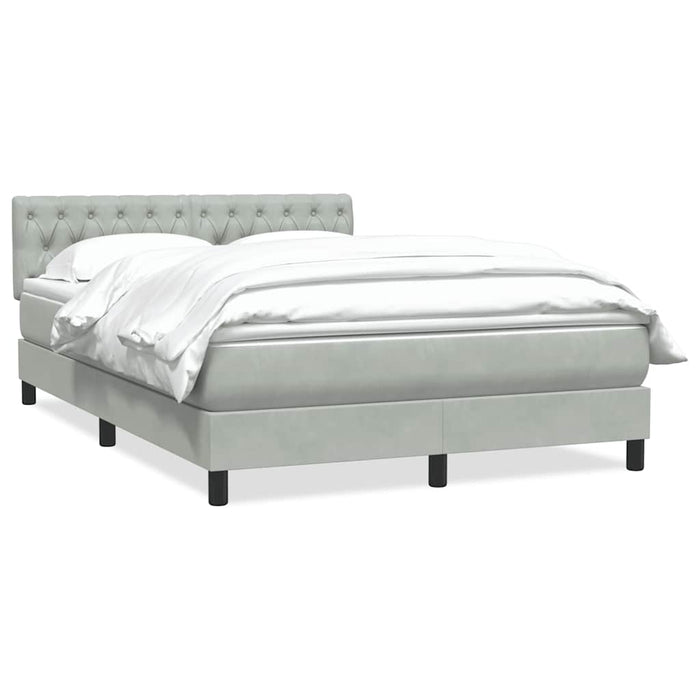 Pat box spring cu saltea, gri deschis, 160x220 cm, catifea - WALTI WALTI