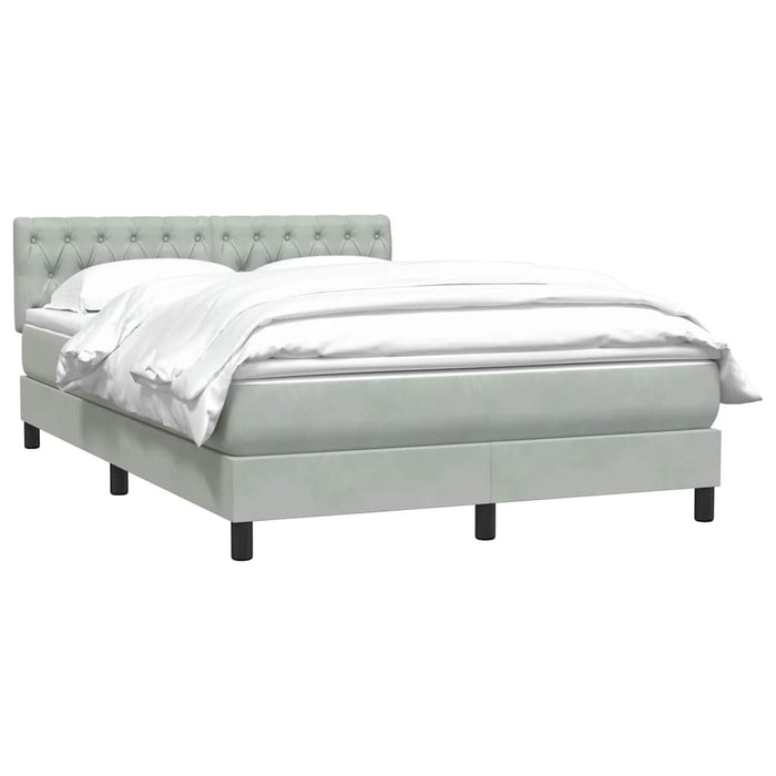 Pat box spring cu saltea, gri deschis, 160x220 cm, catifea - WALTI WALTI