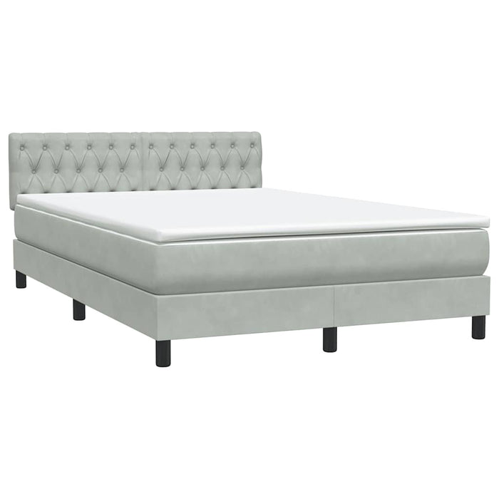 Pat box spring cu saltea, gri deschis, 160x220 cm, catifea - WALTI WALTI