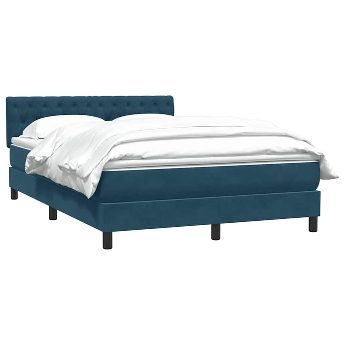 Pat box spring cu saltea, albastru închis, 160x220 cm, catifea WALTI