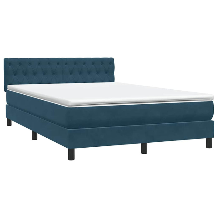 Pat box spring cu saltea, albastru închis, 160x220 cm, catifea WALTI