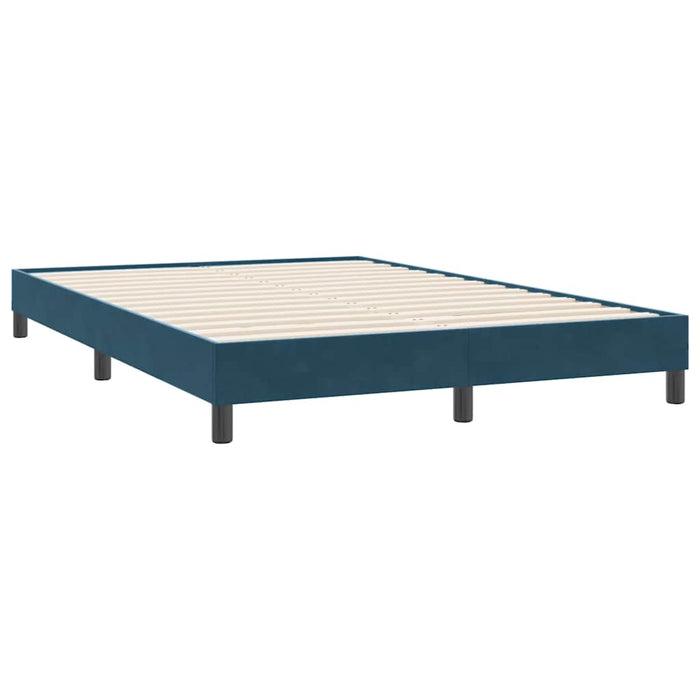 Pat box spring cu saltea, albastru închis, 160x220 cm, catifea WALTI