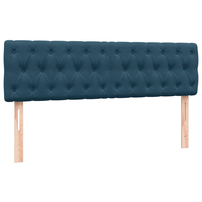 Pat box spring cu saltea, albastru închis, 160x220 cm, catifea WALTI