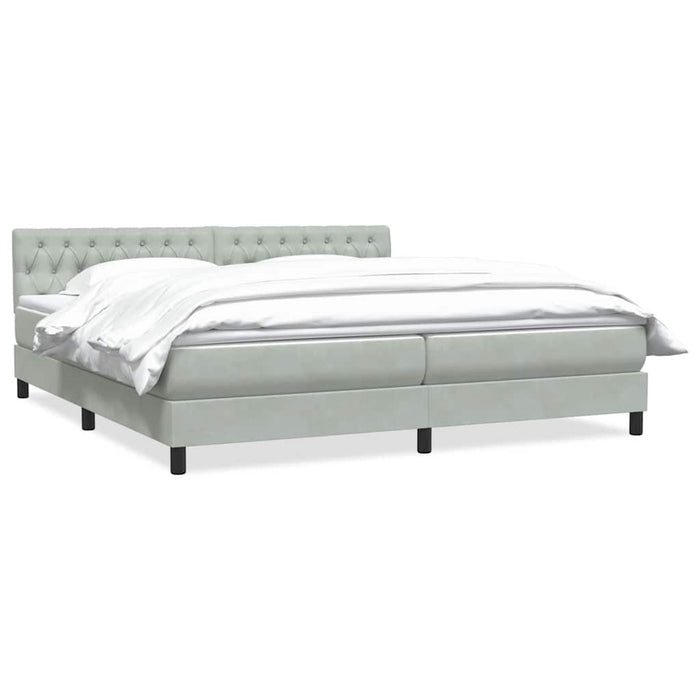 Pat cu arcuri cu saltea gri deschis 180x220 cm catifea WALTI