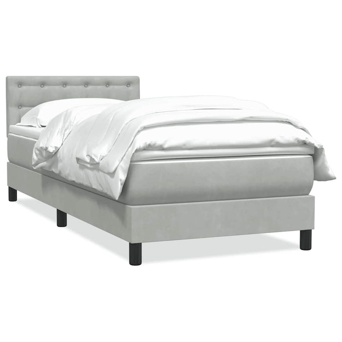 Pat box spring cu saltea, gri deschis, 80x210 cm, catifea - WALTI WALTI