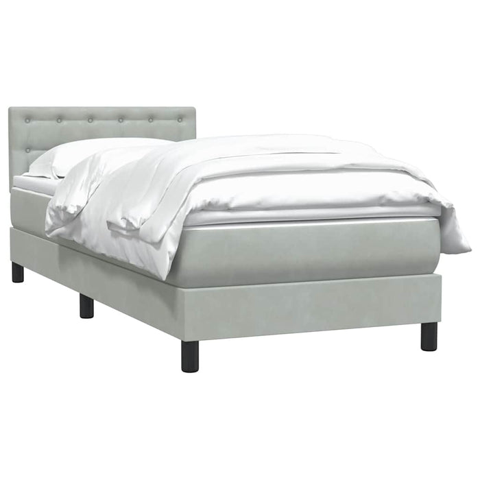 Pat box spring cu saltea, gri deschis, 80x210 cm, catifea - WALTI WALTI