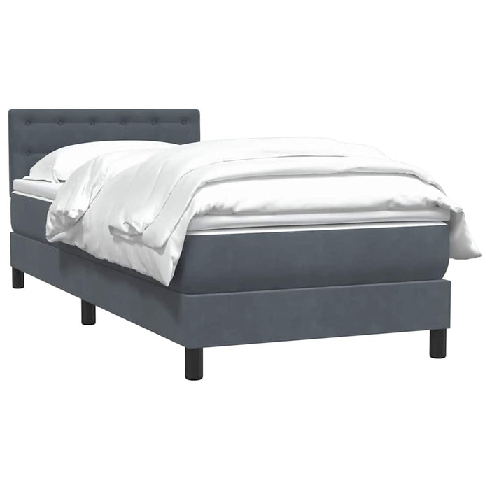 Pat box spring cu saltea, gri închis, 80x210 cm, catifea - WALTI WALTI
