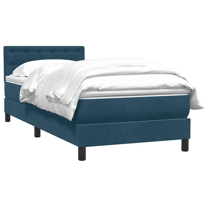 Pat box spring cu saltea, albastru închis, 80x210 cm, catifea WALTI