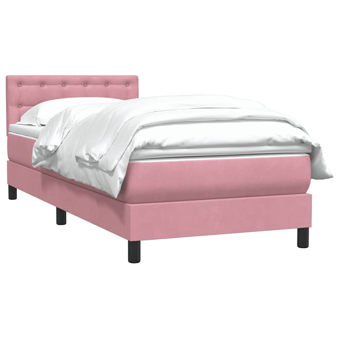 Pat box spring cu saltea, roz, 90x210 cm, catifea - WALTI WALTI