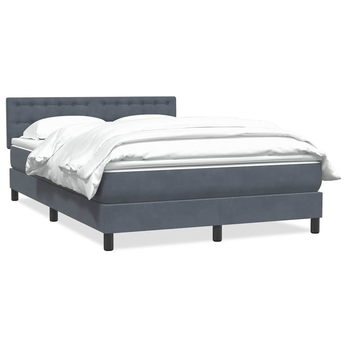 Pat box spring cu saltea, gri închis, 140x210 cm, catifea WALTI