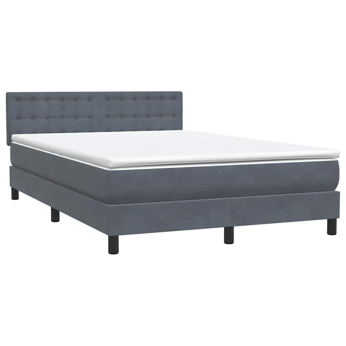 Pat box spring cu saltea, gri închis, 140x210 cm, catifea WALTI