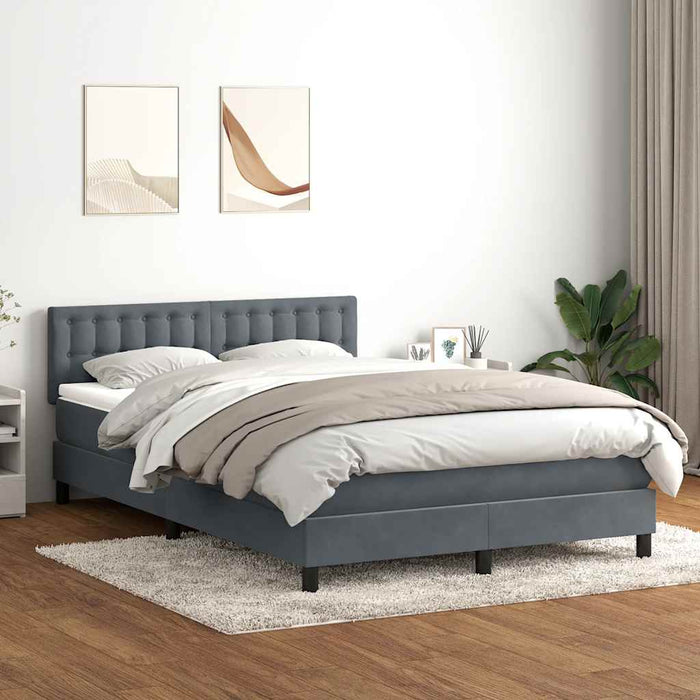 Pat box spring cu saltea, gri închis, 140x210 cm, catifea WALTI