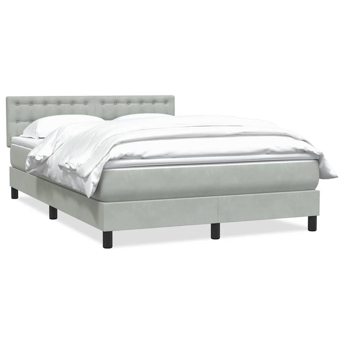 Pat box spring cu saltea, gri deschis, 160x210 cm, catifea WALTI