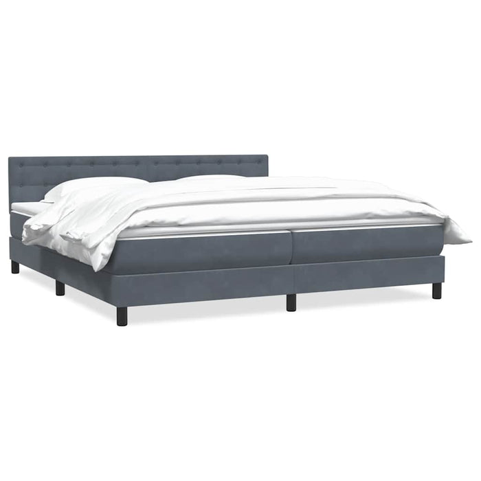 Pat box spring cu saltea, gri închis, 200x210 cm, catifea WALTI