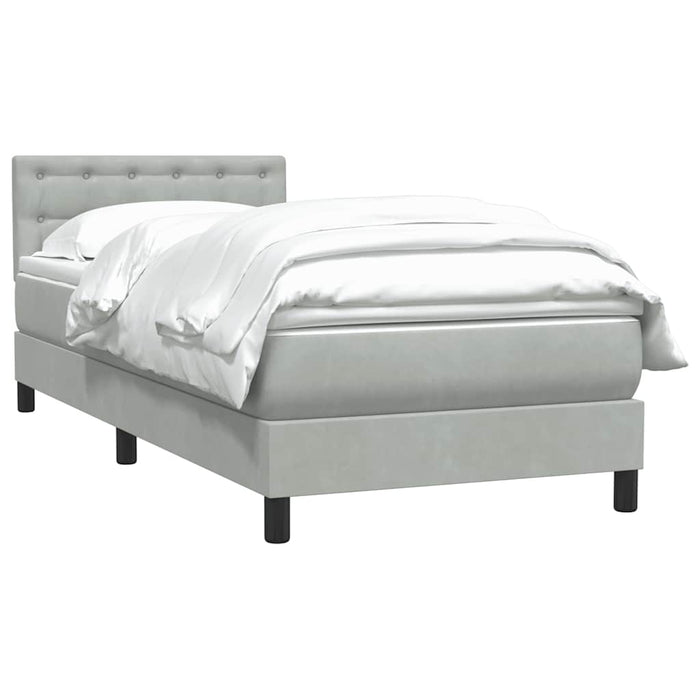 Pat box spring cu saltea, gri deschis, 80x220 cm, catifea - WALTI WALTI