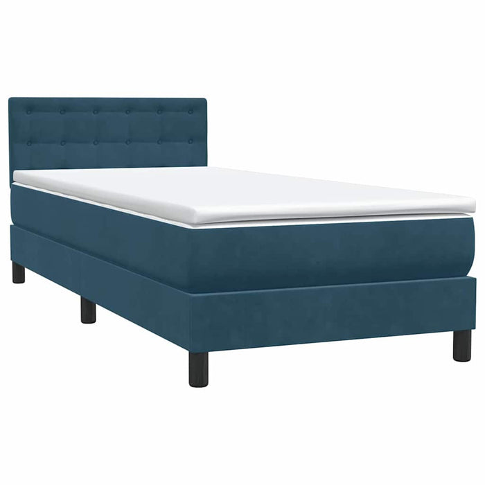 Pat box spring cu saltea, albastru închis, 80x220 cm, catifea - WALTI WALTI