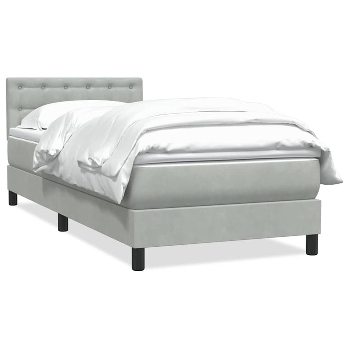 Pat box spring cu saltea, gri deschis, 90x220 cm, catifea - WALTI WALTI
