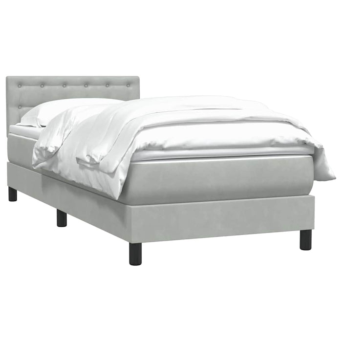 Pat box spring cu saltea, gri deschis, 90x220 cm, catifea - WALTI WALTI