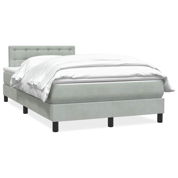 Pat continental cu saltea, gri deschis, 120x220 cm, catifea WALTI
