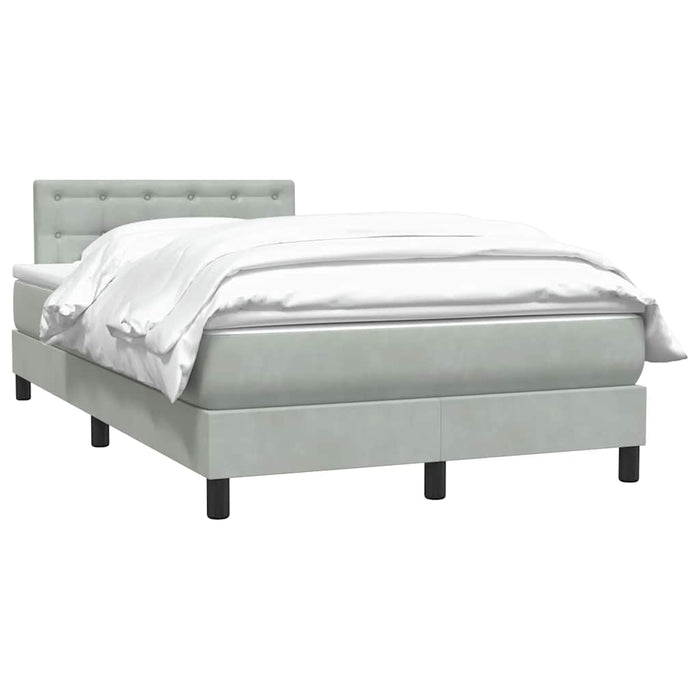 Pat continental cu saltea, gri deschis, 120x220 cm, catifea WALTI