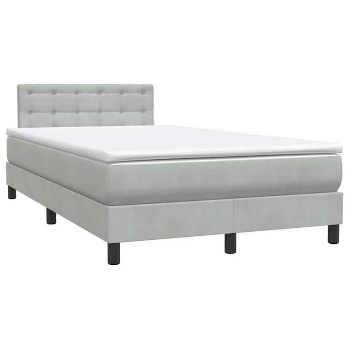 Pat continental cu saltea, gri deschis, 120x220 cm, catifea WALTI