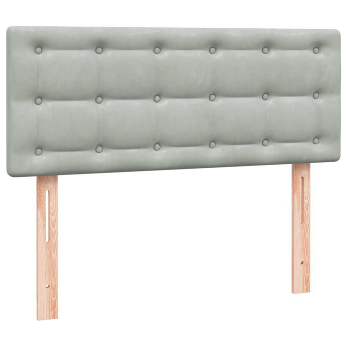 Pat continental cu saltea, gri deschis, 120x220 cm, catifea WALTI