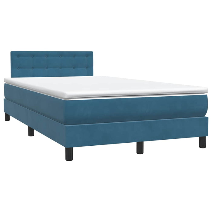 Pat box spring cu saltea, albastru închis, 120x220 cm, catifea WALTI
