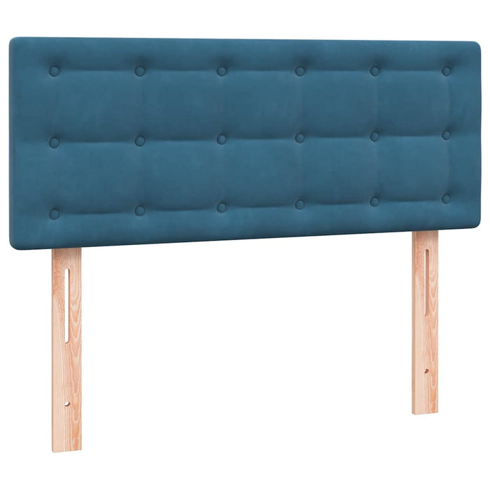Pat box spring cu saltea, albastru închis, 120x220 cm, catifea WALTI