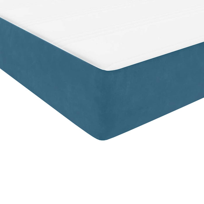 Pat box spring cu saltea, albastru închis, 120x220 cm, catifea WALTI