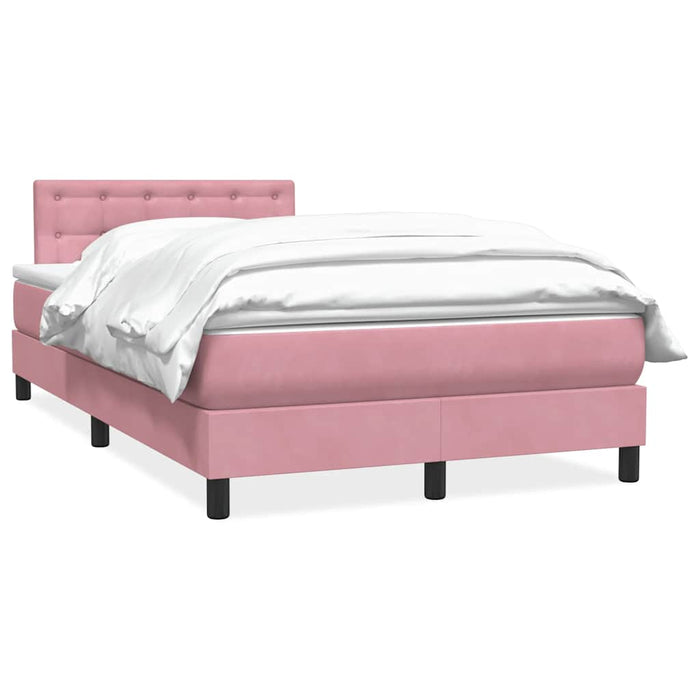 Pat box spring cu saltea, roz, 120x220 cm, catifea WALTI