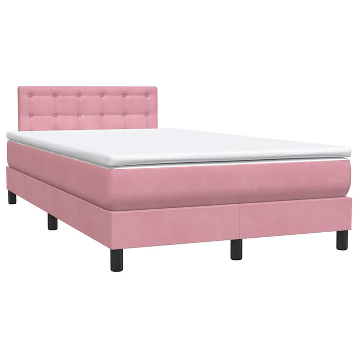 Pat box spring cu saltea, roz, 120x220 cm, catifea WALTI