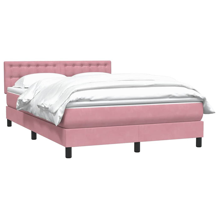 Pat box spring cu saltea, roz, 140x220 cm, catifea - WALTI WALTI