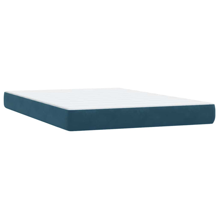 Pat box spring cu saltea, albastru închis, 160x220 cm, catifea WALTI
