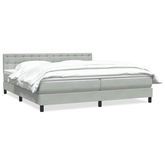 Pat cu arcuri cu saltea gri deschis 180x220 cm catifea WALTI