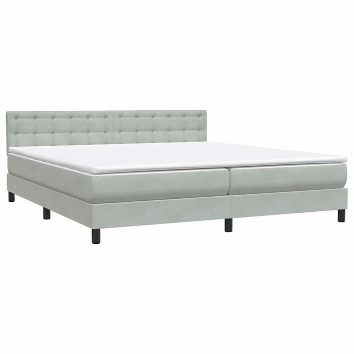Pat cu arcuri cu saltea gri deschis 180x220 cm catifea WALTI