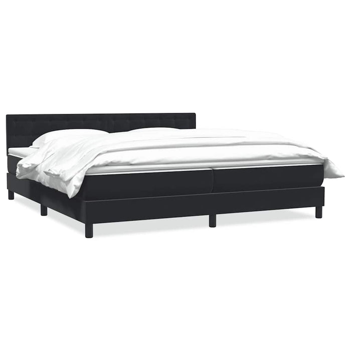 Pat box spring cu saltea, negru, 200x220 cm, catifea WALTI