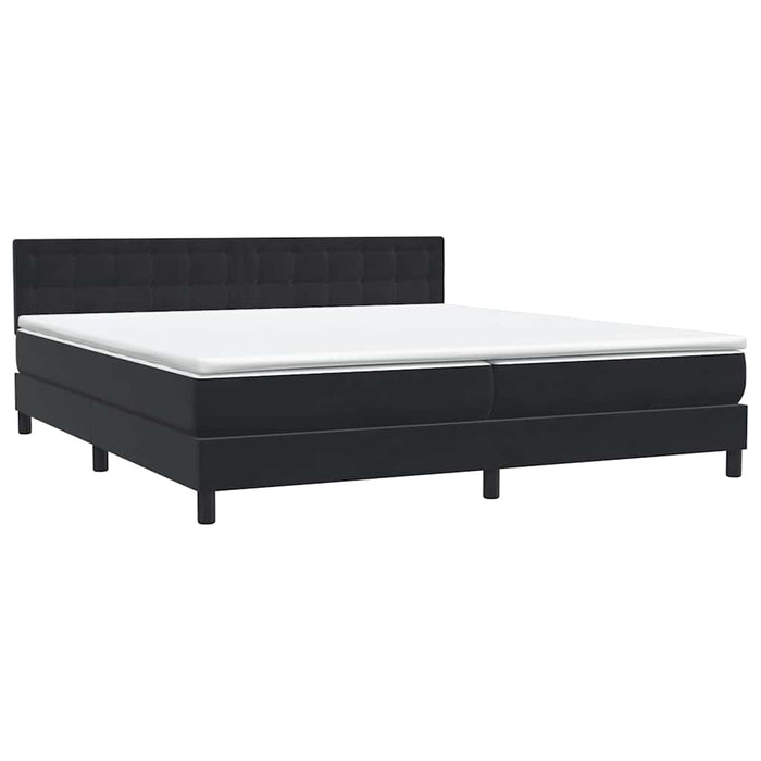 Pat box spring cu saltea, negru, 200x220 cm, catifea WALTI