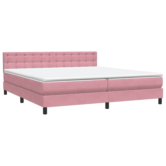 Pat box spring cu saltea, roz, 200x220 cm, catifea WALTI
