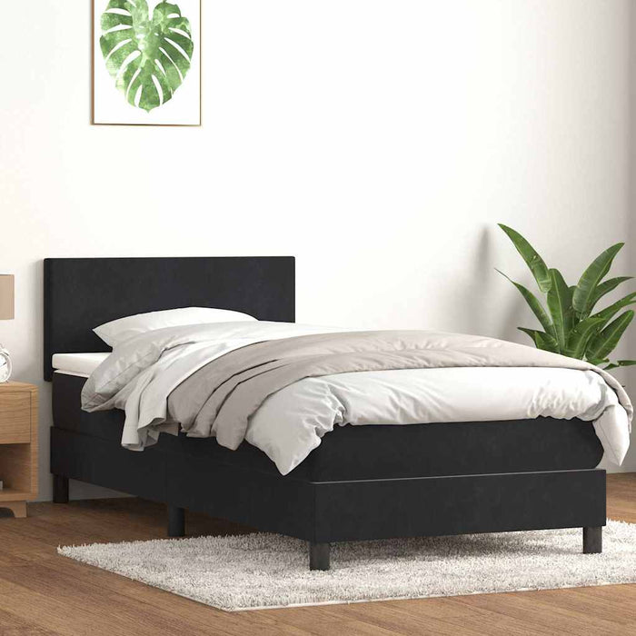 Pat cu arcuri cu saltea și LED, negru, 90x210 cm, catifea - WALTI WALTI