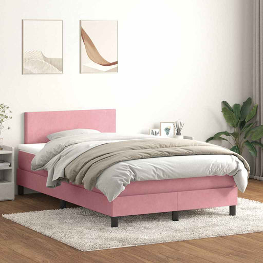 Pat cu arcuri cu saltea și LED, roz, 120x210 cm, catifea - WALTI WALTI